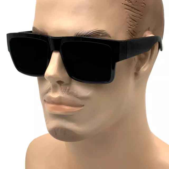 LARGE SQUARE CHOLO Sunglasses Super Dark OG LOCS Style GANGSTER style Black Kim 13.49 PicClick UK