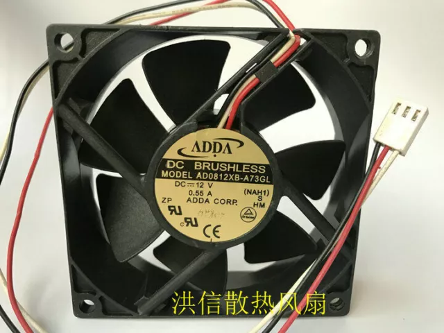 1 PCS For ADDA Fan AD0812XB-A73GL DC 12V 0.55A 3 pin 80*80*25mm cooling fan