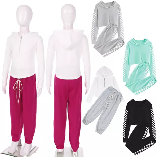 Kids Girls Athletic Fitness Tracksuit Street Clothes Sports Suit Casual Playwear