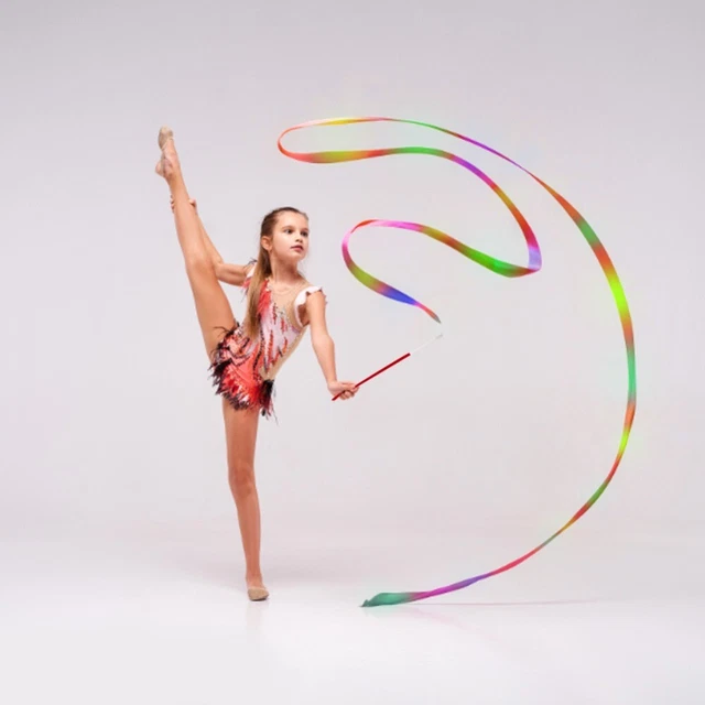 COLOURED RIBBON CHILDREN'S Toys Gymnastics Twirling Ribbons Dance ...