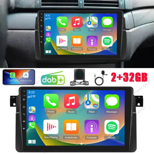 DAB+ Autoradio Für BMW 3er E46 1999-2005 Android 13 Carplay GPS Navi WIFI Kamera