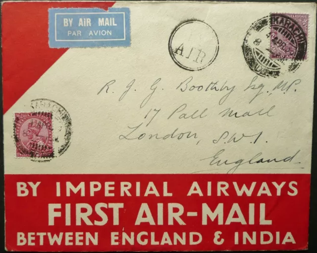 India 4 Apr 1929 Imperial Airways First Flight Cover From Karachi To England