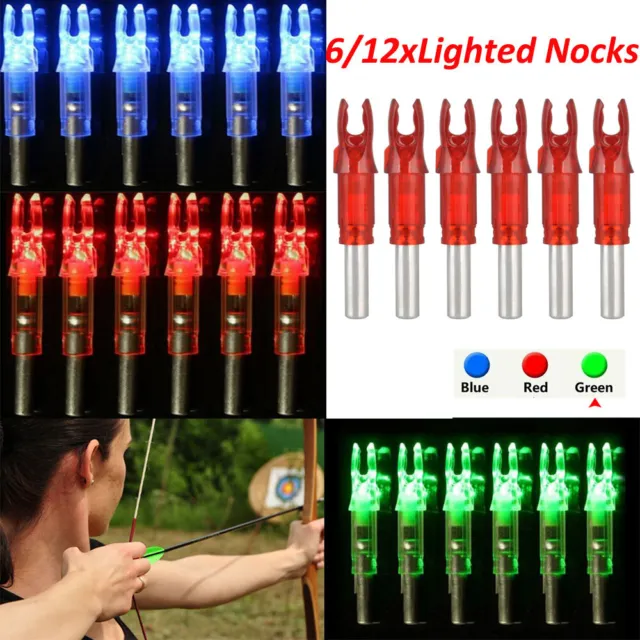 6/12Pcs Automatic LED Lighted Nocks Archery Arrows ID 6.2mm Arrow Nock Tail USA
