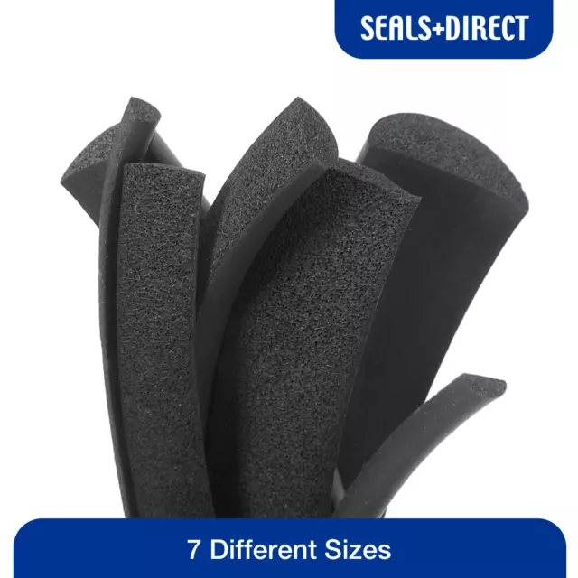 Expanded Neoprene 1/2 Half Round D Cord Rubber Sponge Seal - 7 Sizes Available