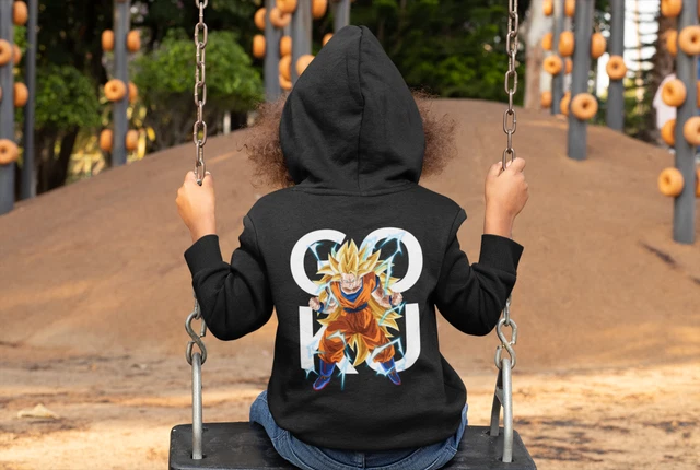 FELPA CON CAPPUCCIO bambini Dragon Ball Son Goku Saiyan anime EUR 29 90 PicClick IT
