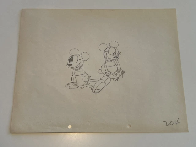 Puppy Love Disney Original Animation Drawing Of Mickey And Minnie Mouse (1933)