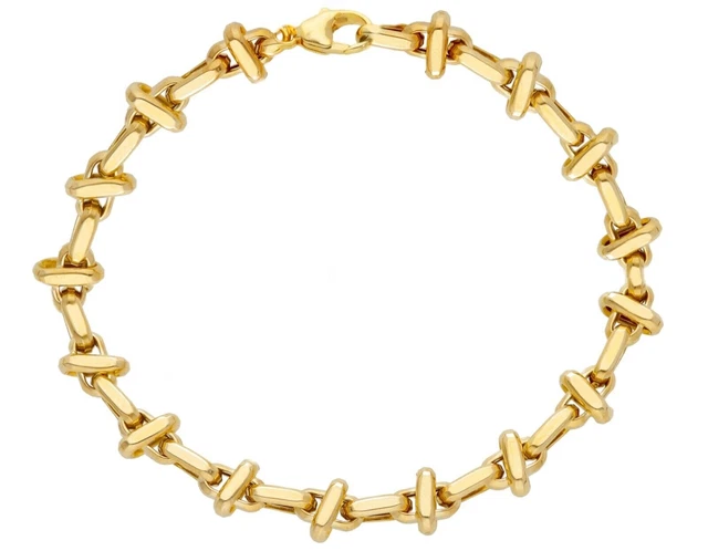 Bracelet En Or Jaune Massif 18 Carats - 3,6 Grammes, Longueur 19 Cm - Fabriqué En Italie, Unisexe
