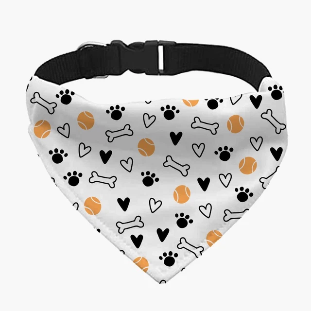 Dog Pattern Pet Bandana Collar - Paws Pet Bandana Collar - Bones Pet Bandana ...