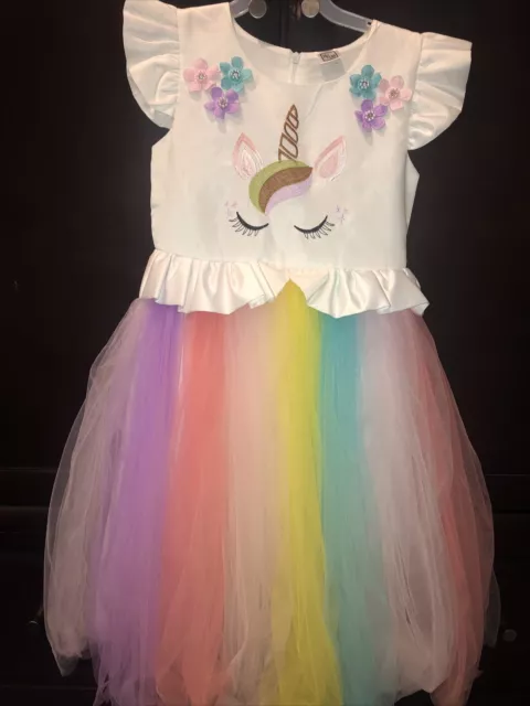 Unicorn Rainbow Pageant Princess Party Dress Size 9/10 New Without Tags