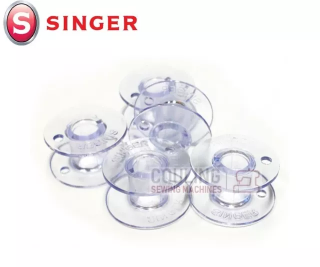 5 Genuine Singer Plastic Sewing Machine Bobbins Stamped Logo 15K 15J +