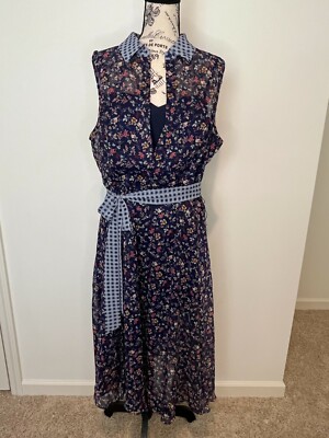 ModCloth Liza Luxe Dress Blue Floral Mesh Size 1X (B135)