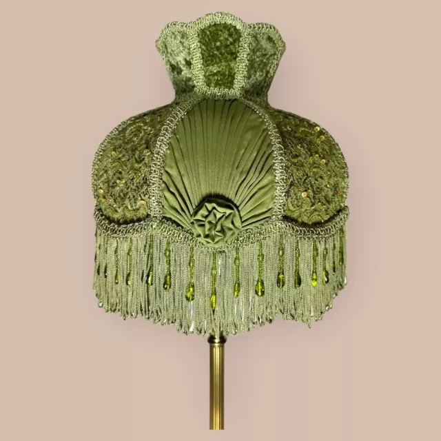 Élégant Baroque Lampe de Table Pied Or Abat-Jour Victorien Vert 67cm Neuf 2