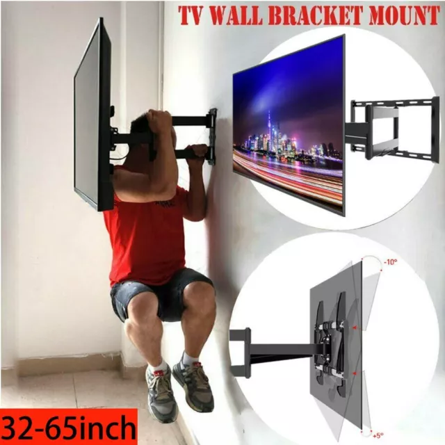 TV Wall Mount Bracket Swing Arm Tilt Swivel 32/40/43/49/50/55/60/65 Inch LED LCD