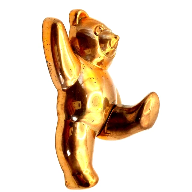 Vintage Brass Teddy Bear Wall Hook Coat Hanger Hook ~ Taiwan