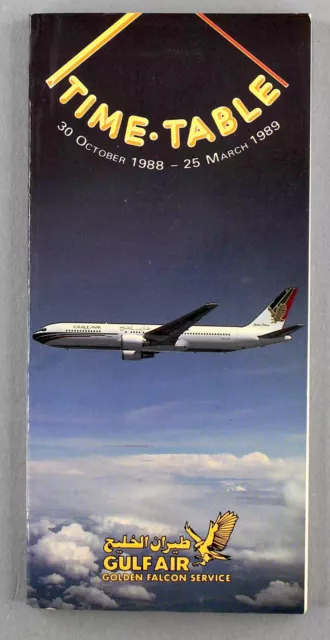 Gulf Air Timetable Winter 1988/89 Airline Schedule Route Map