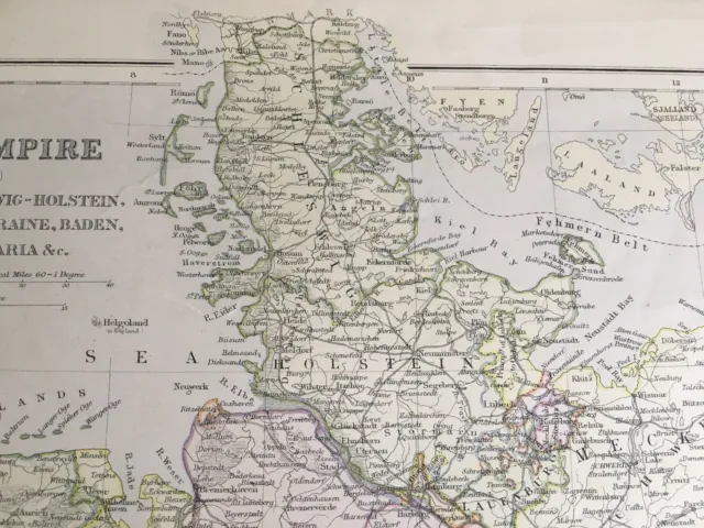 The German Empire 1882 Antique Map W.G. Blackie Atlas, West Sheet. Edward Weller