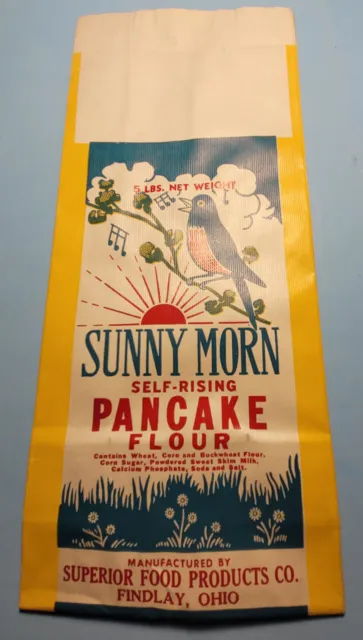 Sunny Morn Self Rising Pancake Flour Advertising Bag Superior Food Findlay Ohio