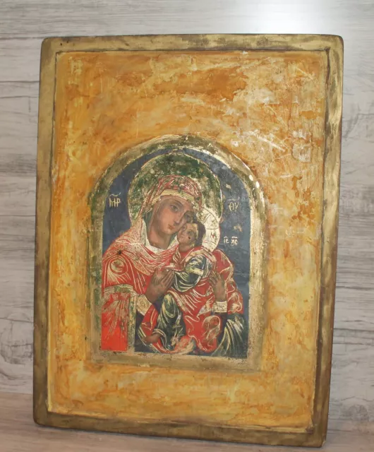 La Virgen María y Cristo niño ortodoxo pintado a mano icono