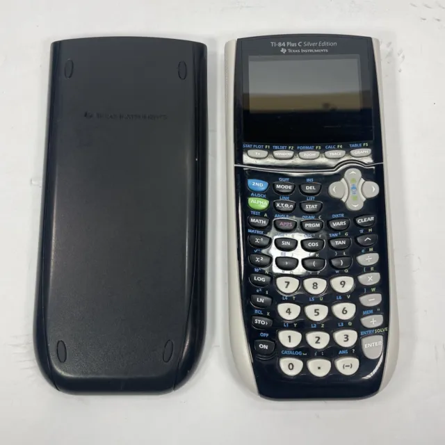 Texas Instruments TI 84 Plus C Silver Graphing Calculator + Cover & USB | TESTED