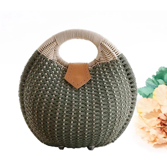 Handbag Rattan Green Handbags Women Straw Purses Women Wallet 11