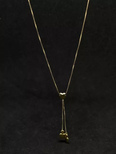 14k Gold Necklace With 3 Dangling Hearts 19in 1.62g Signed Stunning✨