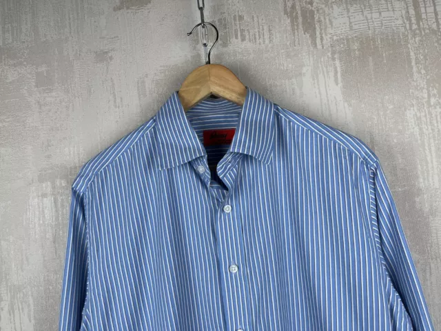 BRIONI BANGKOK STRIPED Shirt French Cuff Size ~ M-L White/Blue $30.00 ...