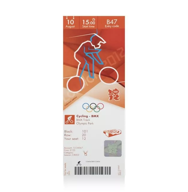 UNSIGNED London 2012 Olympics Ticket: BMX Cycling, August 10th  Autograph