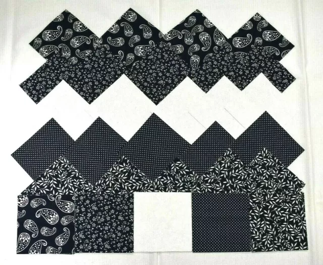 DEEP NAVY BLUE & WHITE COMBO  4 Inch Quilt Squares