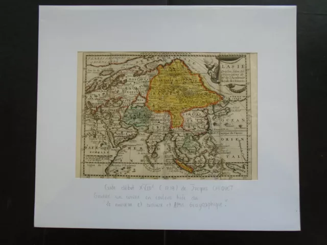 CARTE GEOGRAPHIQUE COLORISEE - J. CHIQUET - L'Asie - 1719