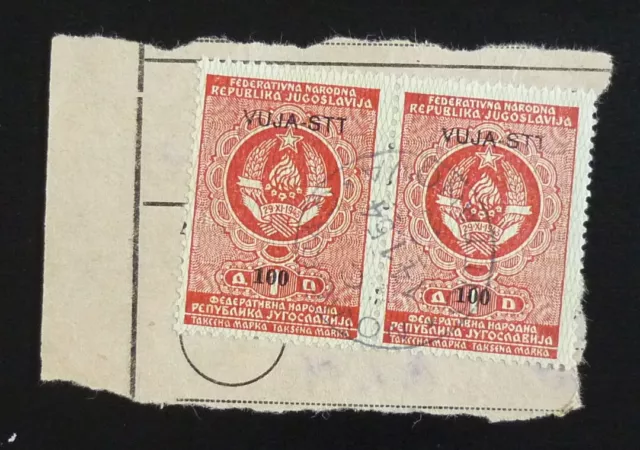 Slovenia c1950 Italy VUJA STT Ovp. Yugoslavia Revenues Used on Fragment! US 48