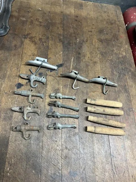 Antique old Rare Wood Tin Cast Iron Eureka maple syrup sap Tap spouts spike lot