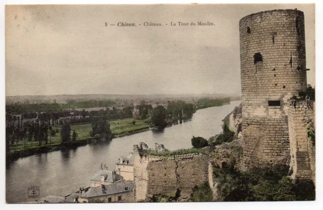 CHINON - Indre & Loire - CPA 37 - La Tour du Moulin - back glue