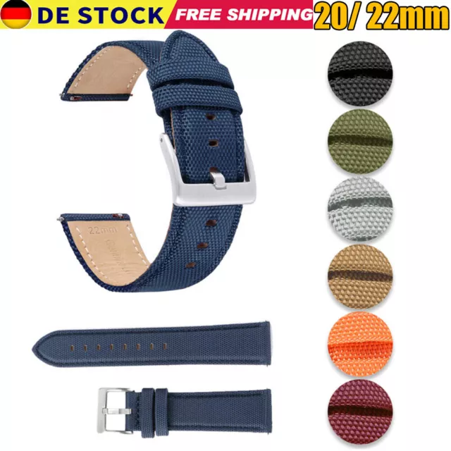 Two-Piece Canvas Nylon Sport Armband Uhrenarmband Ersatz Armbanduhr Band-20/22mm