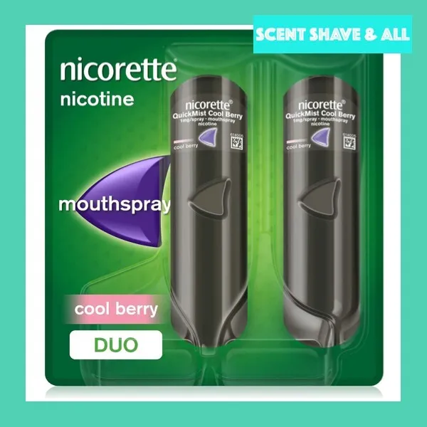 Nicorette Quick Mist 1mg Cool Berry 2 x 150 Nicotine Mouth Sprays FAST FREE P&P