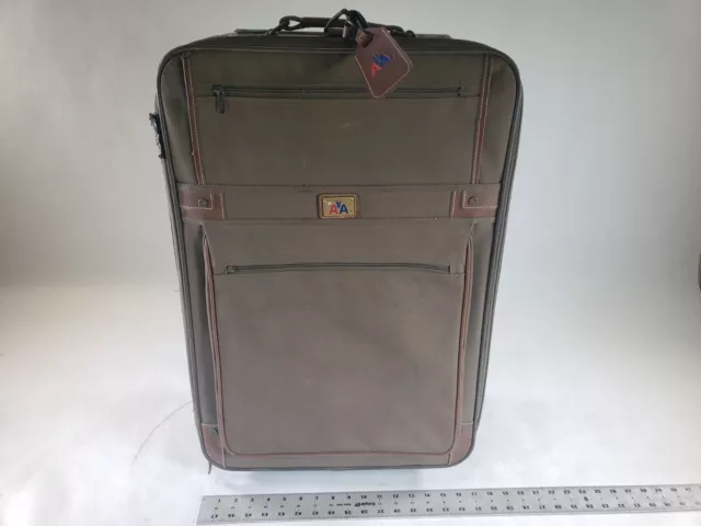 American Airlines Brown Suitcase Adjustable Handle Zipper Travel Luggage Bag