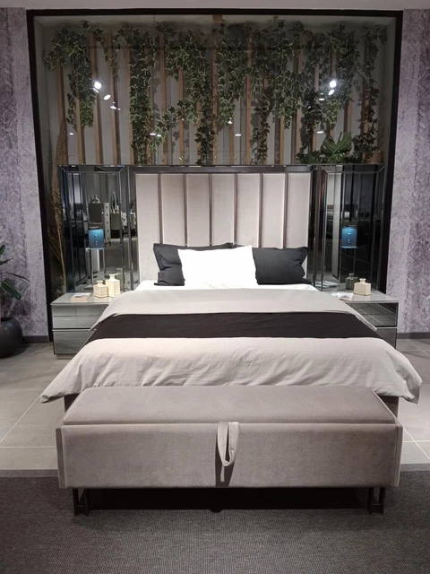 Luxe Chambre à Coucher Set Lit Double 2x Nachttische Bois Luxe Set 3tlg Neuf