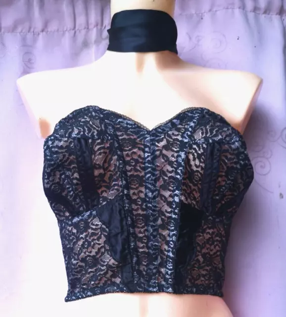 VINTAGE 1940s 1950s BRA CORSET size 16 18 XL 40C 42C 44C 10 BONES BETTY PAIGE