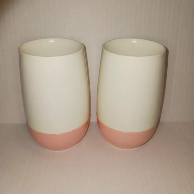 Vintage Vacron Bopp-Decker MCM Pink & White Vacuum Tumblers Set of 2 - READ