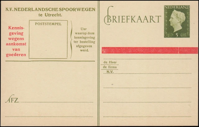 Postkarte P 235a Zudruck Spoorwegen: Model A.A. 238e, ungebraucht ** / MNH