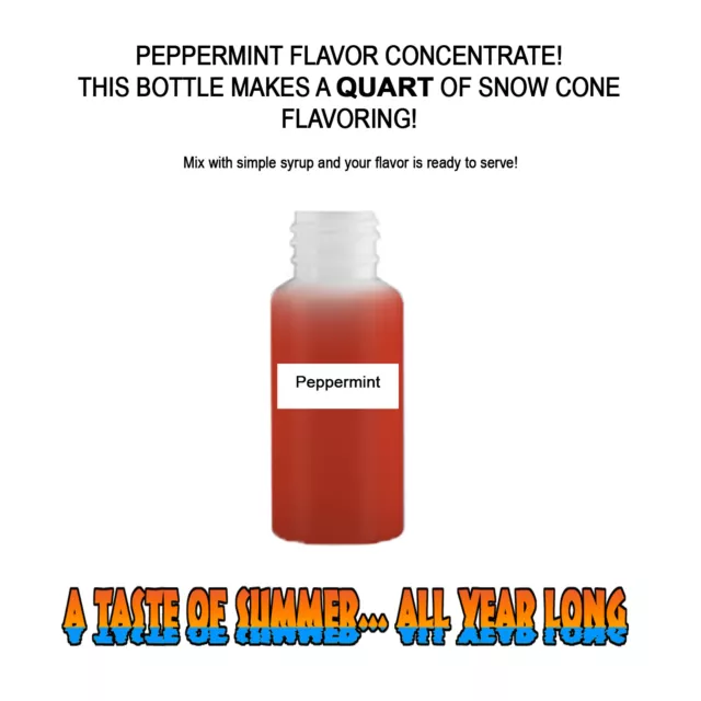 Peppermint Mix Snow Cone/Shaved Ice Flavor Concentrate Makes 1 Quart