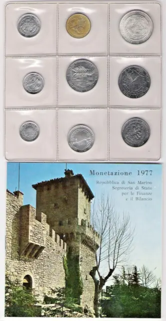 Monete San Marino 1977 FDC Divisionale con Lire 500 Argento senza cofanetto (C.0