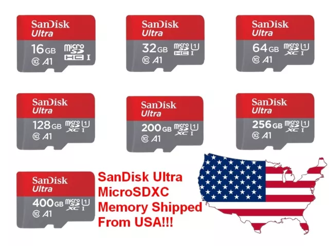 SanDisk Micro SD Carte Mémoire 16GB 32GB 64GB 128GB 200GB 256GB 400GB Lot