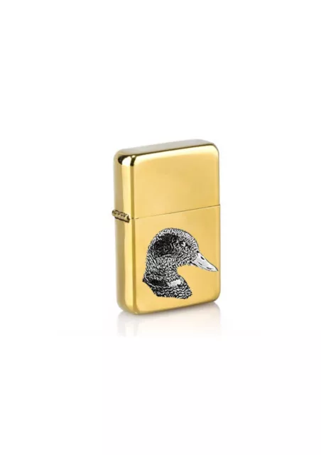 B28 Duck’s Head Pewter Pendant On a petrol wind proof gold Lighter