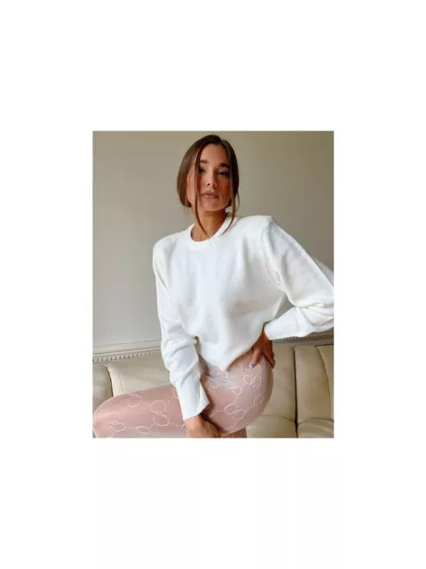 DANIELLE BERNSTEIN Womens Long Sleeve Jewel Neck Sweater