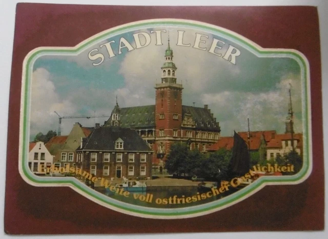 Souvenir-Aufkleber Stadt Leer  Rathaus Hafen Leda Ems Ostfriesland Niedersachsen