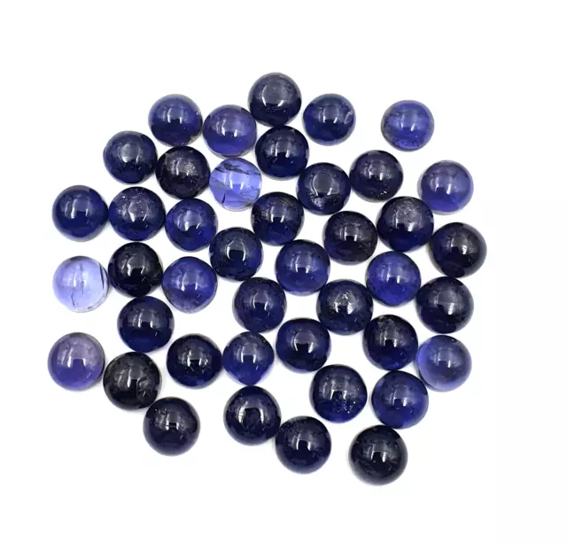 Naturel Iolite Rond Cabochon Desseré Pierre Précieuse Lot 9 Pièces 9 MM 25 CT