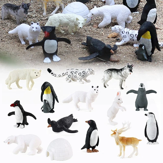 Penguin Figurines Arctic Animal Model Polar Bear Fox Rabbit Reindeer Wolf