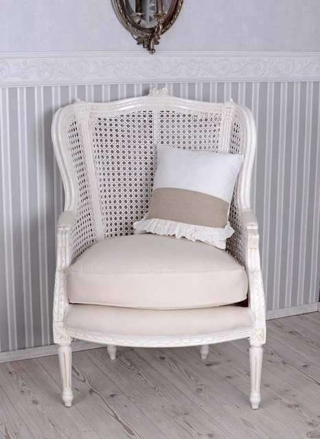 Louis XV Bergère rmchir toile de jouy nd crved wood - Npoleon III