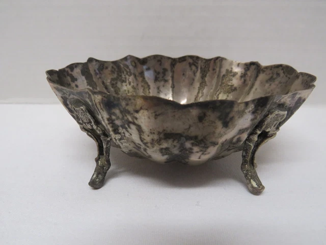 Vintage 900 Silver Footed Scalloped Shell Bowl - Scrap or Use