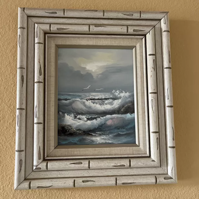 Original Seascape Painting, Oil on Canvas, Signed  15" x 17" Framed